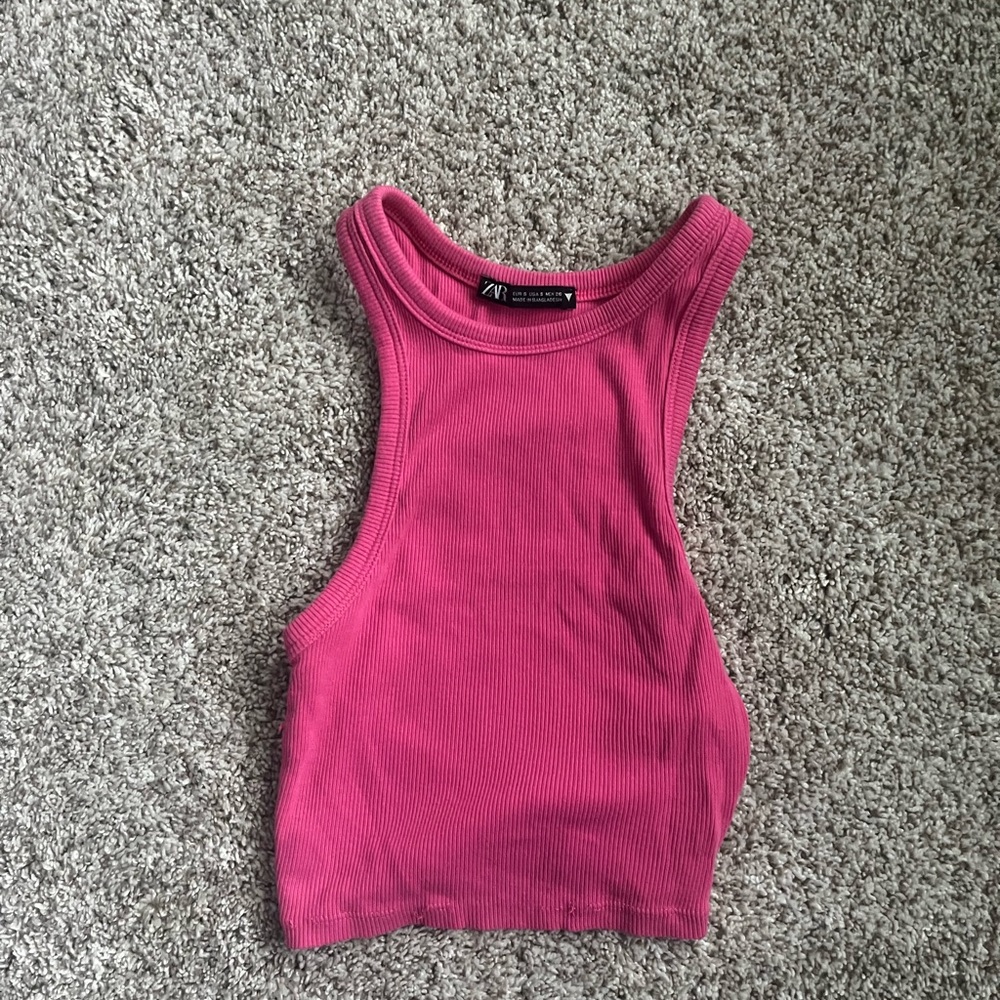 Zara Fuchsia Ribbed Tank Top